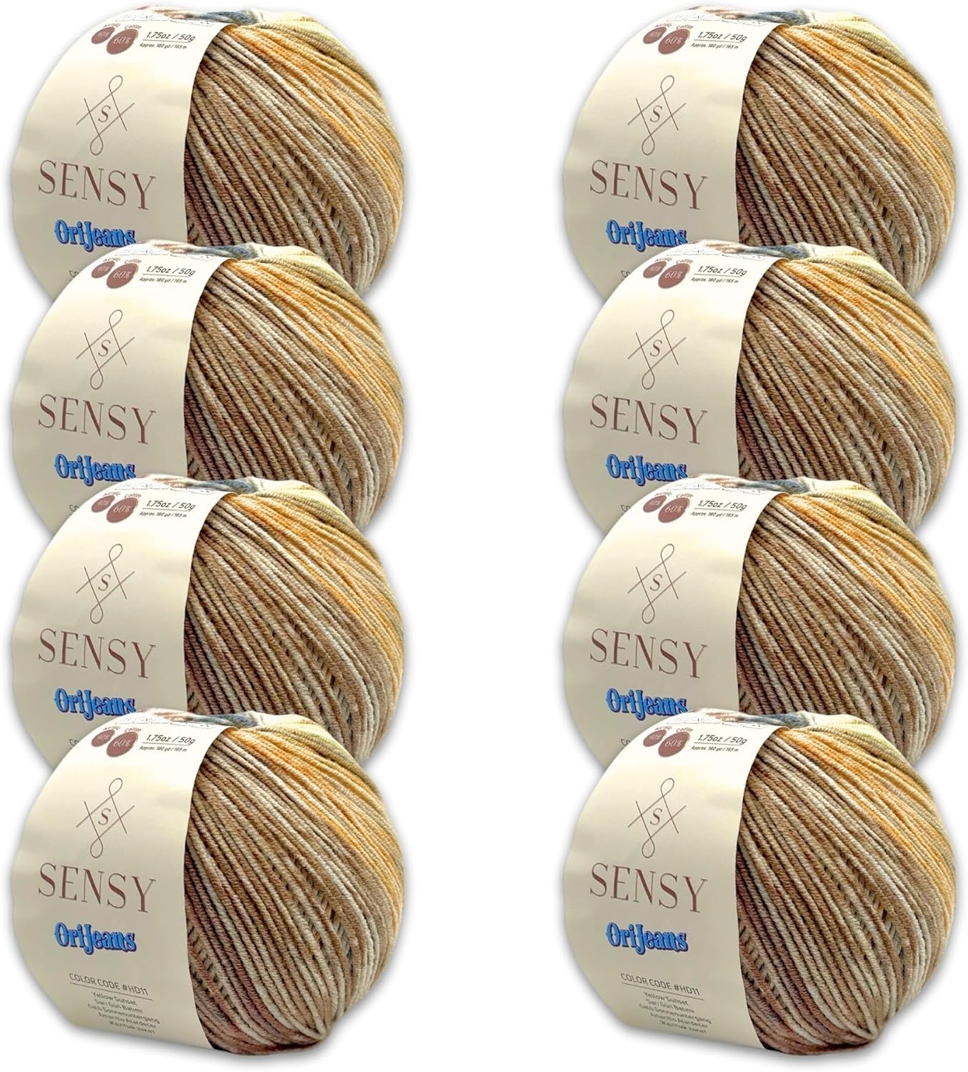 8 Skeins of Sensy OriJeans Yarn for Amigurumi Projects