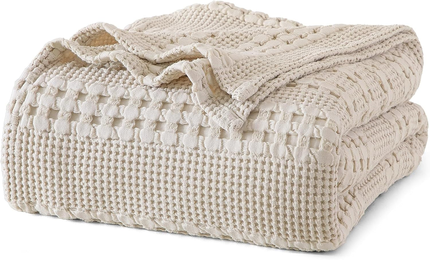 PHF 100% Cotton Waffle Weave Blanket for Cozy Summer Comfort