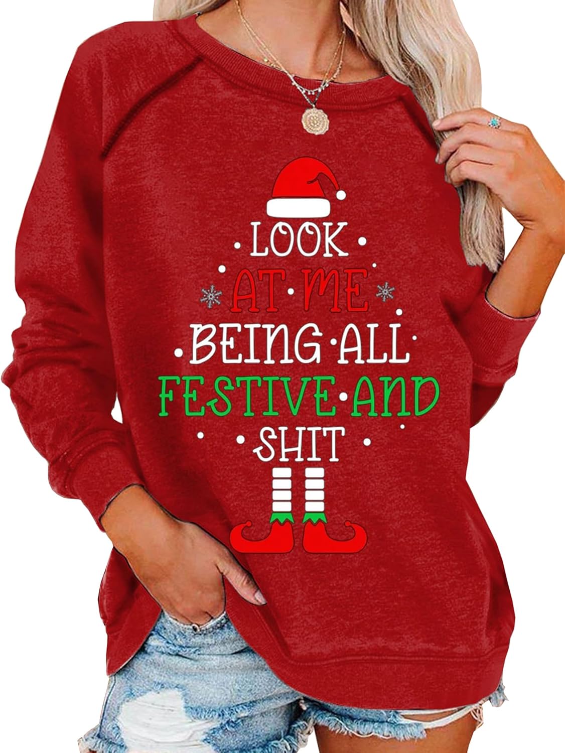 Festive Women's Holiday Sweatshirt - Cute Christmas Tops