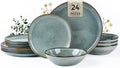24pc Ceramic Dinnerware Set for 8 - Reactive Glaze Stoneware Plates
