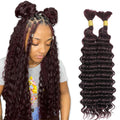 DMKEEP Burgundy 18 in Deep Wave Human Braiding Hair - Natural Look