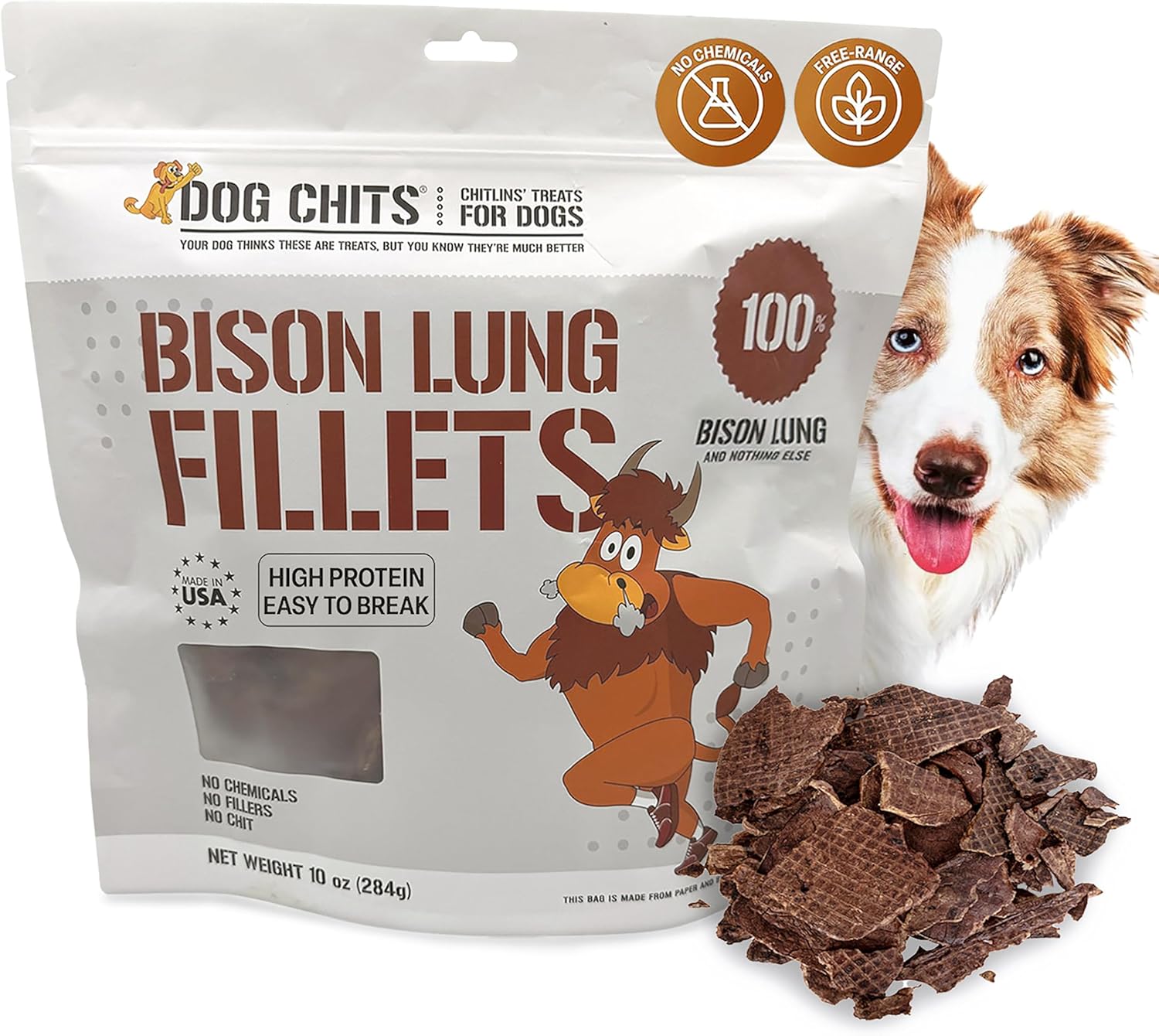 Dog Chits Bison Lung Fillets - All Natural High Protein Treats
