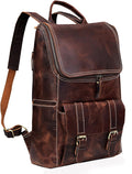 Full Grain Leather Backpack for Men 17in Laptop - Vintage Daypack