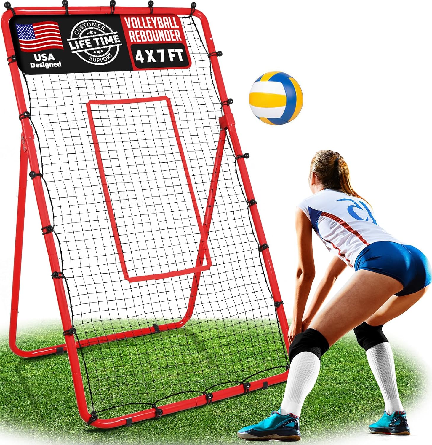 Volleyball Rebounder with Adjustable Angles for Backyard Training
