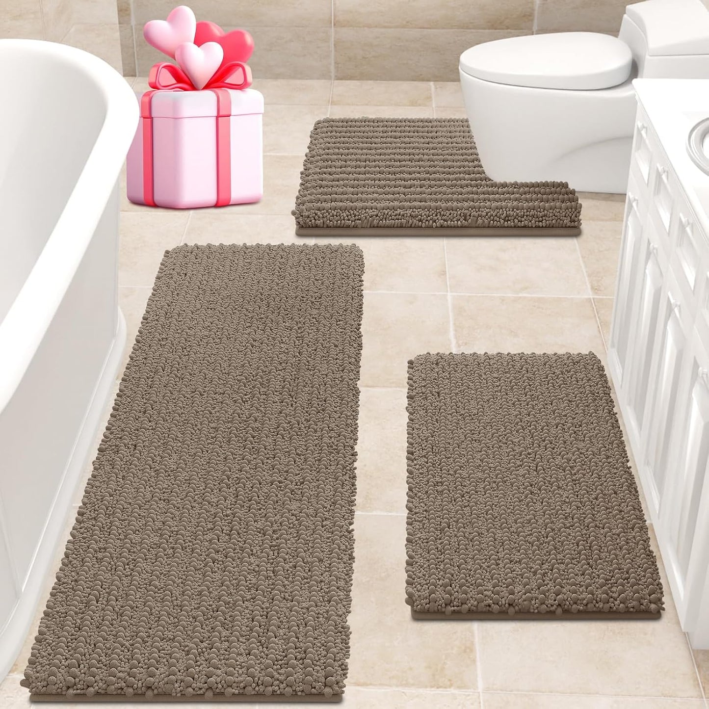 Extra Large Dark Beige Bathroom Rug Set for Ultimate Comfort