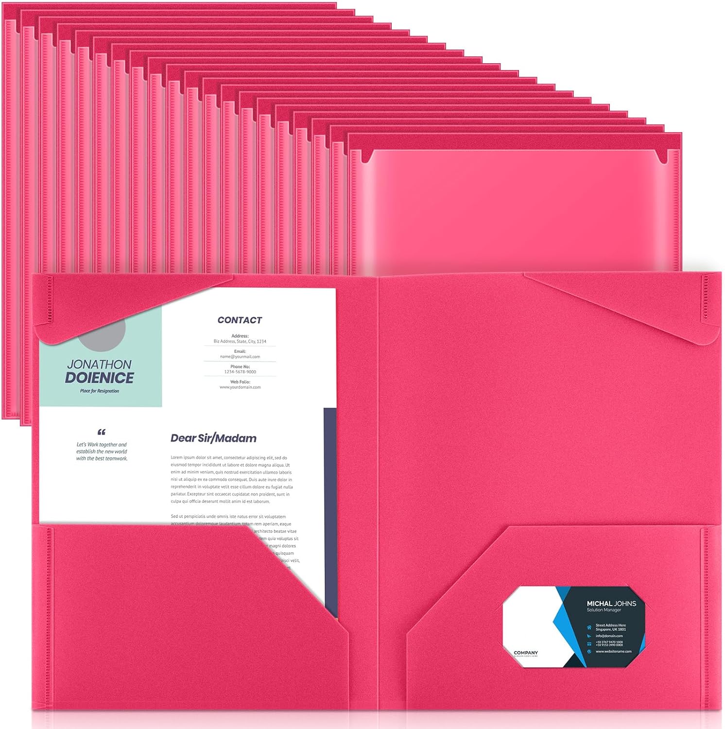 Henoyso 60 Pcs Plastic Folders with Clear Front Pockets