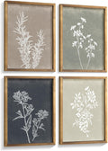 Framed Boho Wall Art Set of 4 - Neutral Botanical Farmhouse Prints