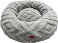 Small Round Calming Dog Bed in Grey - Washable Plush Pet Nest