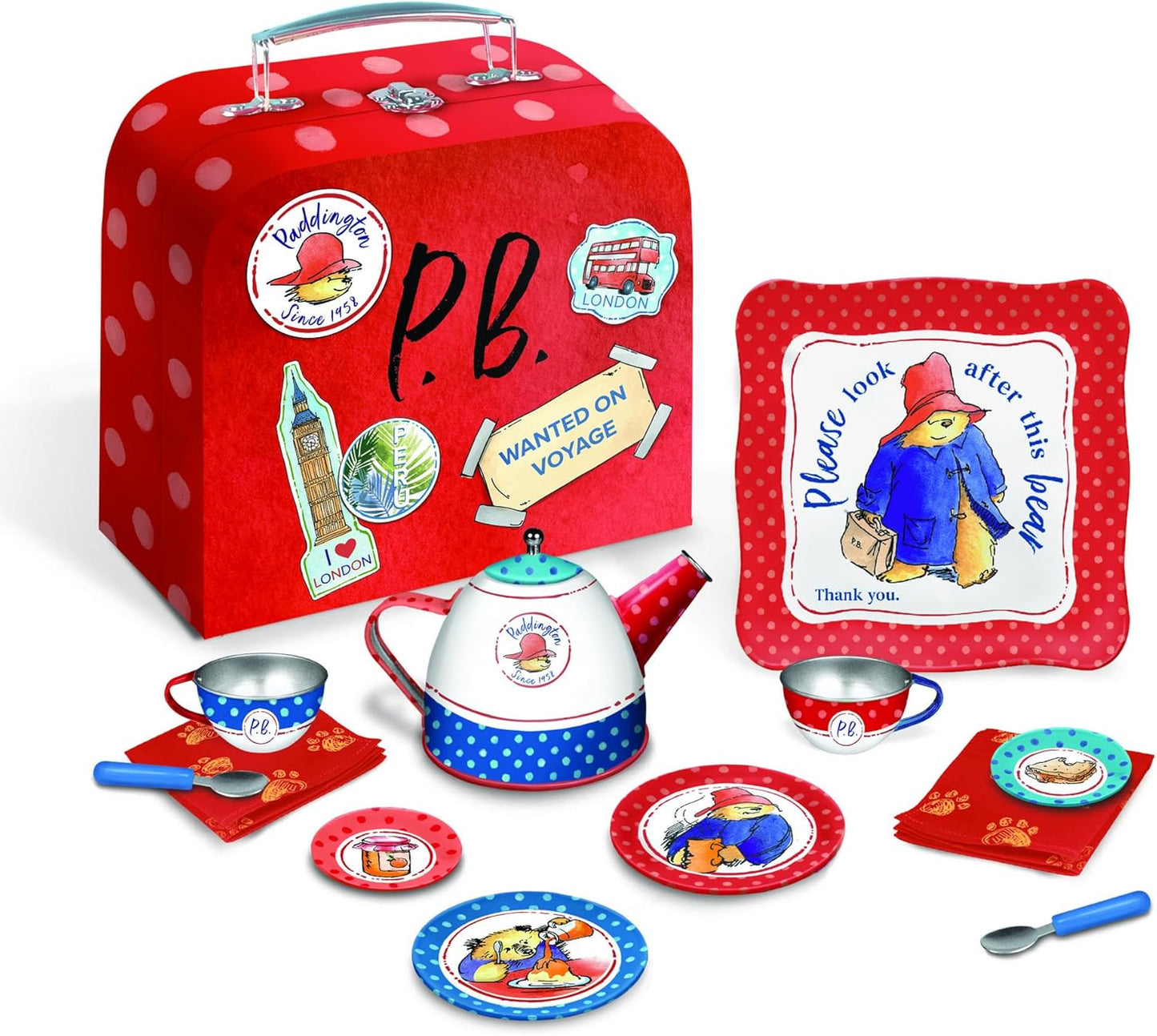 Paddington Bear 14-Piece Kids Tin Tea Set for Sweet Parties