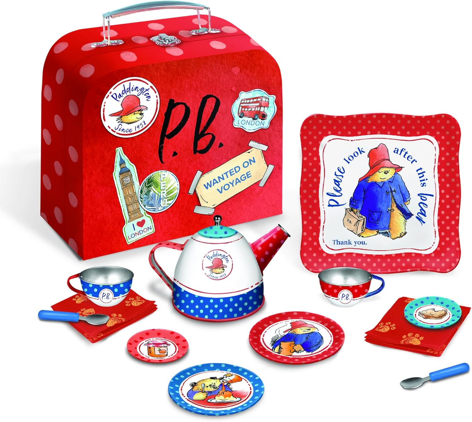 Paddington Bear 14-Piece Kids Tin Tea Set for Sweet Parties
