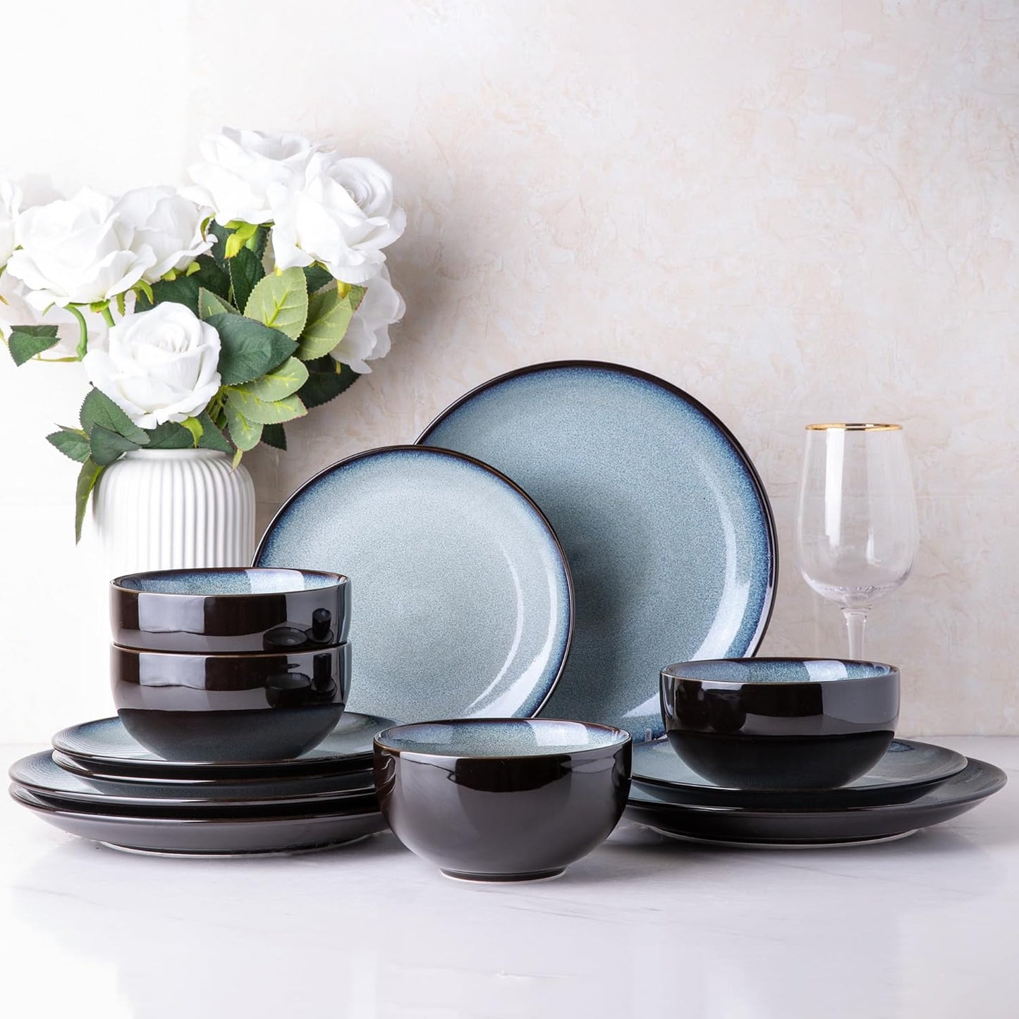 LERATIO Ceramic Dinnerware Sets for 4 - Stylish and Durable