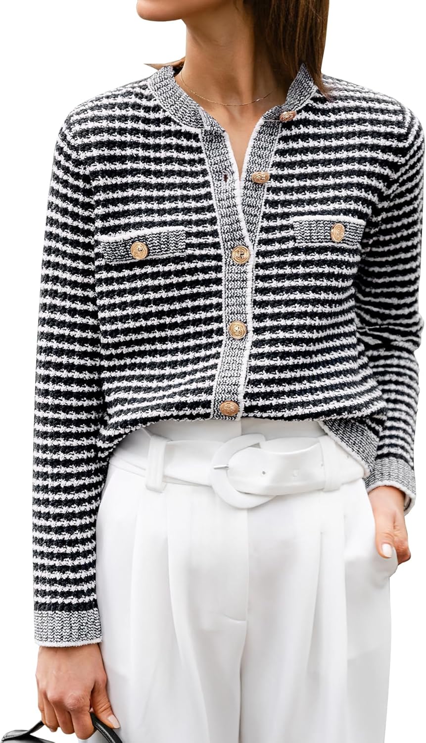 Stylish Women's Striped Cardigan Sweater for Fall Fashion
