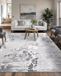 Washable Abstract Rug 6x9 Classic Grey and White Floral - Machine