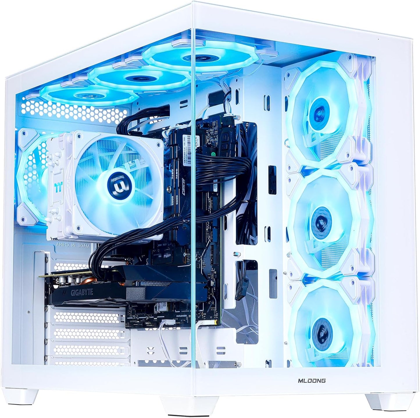 MLOONG Gaming PC Desktop with Ryzen 5 5500 and RTX 5060 Graphics