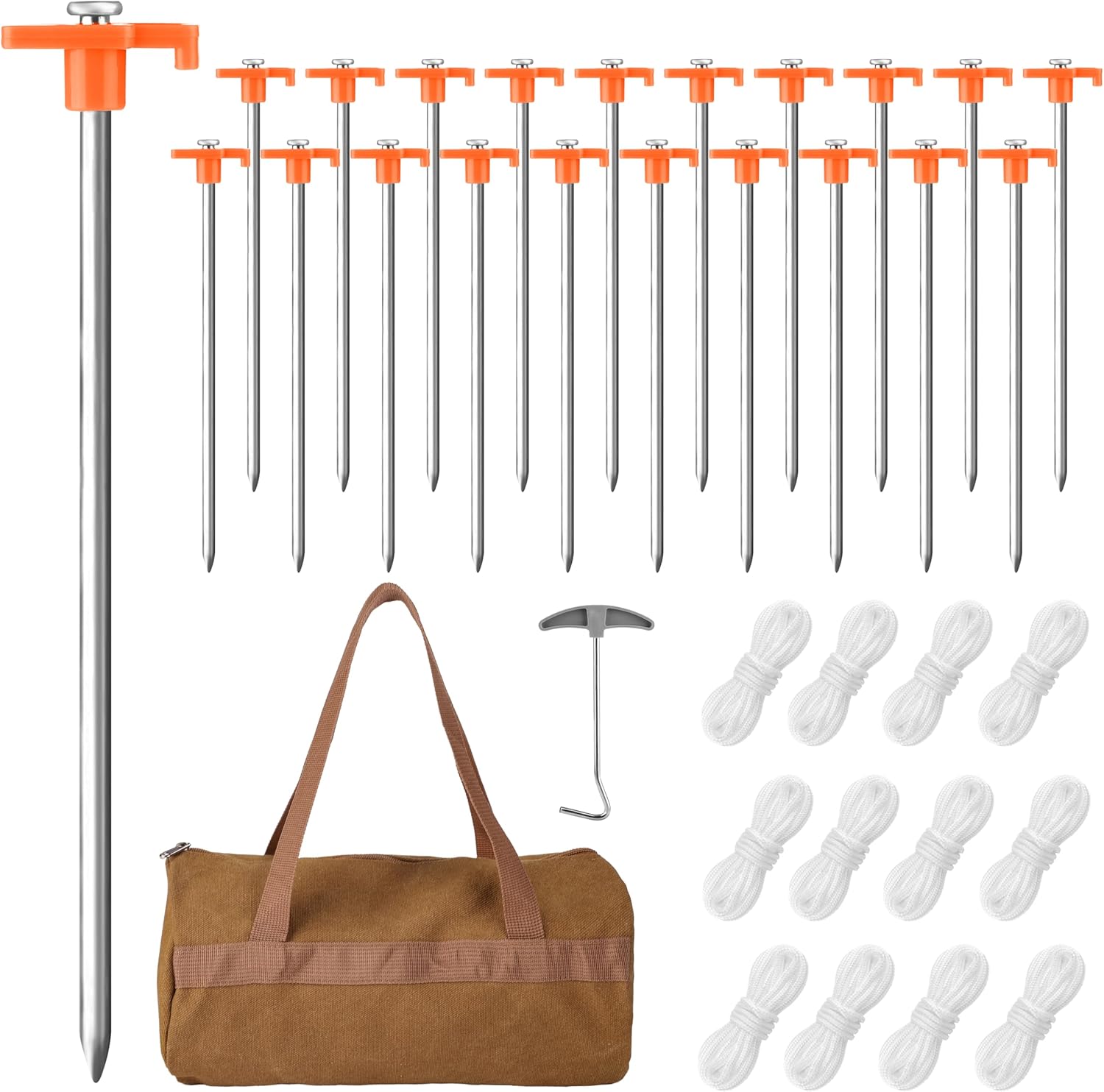 Aodaer 24-Pack Heavy-Duty Tent Stakes - Non-Rust Metal for Secure Outdoor Setup