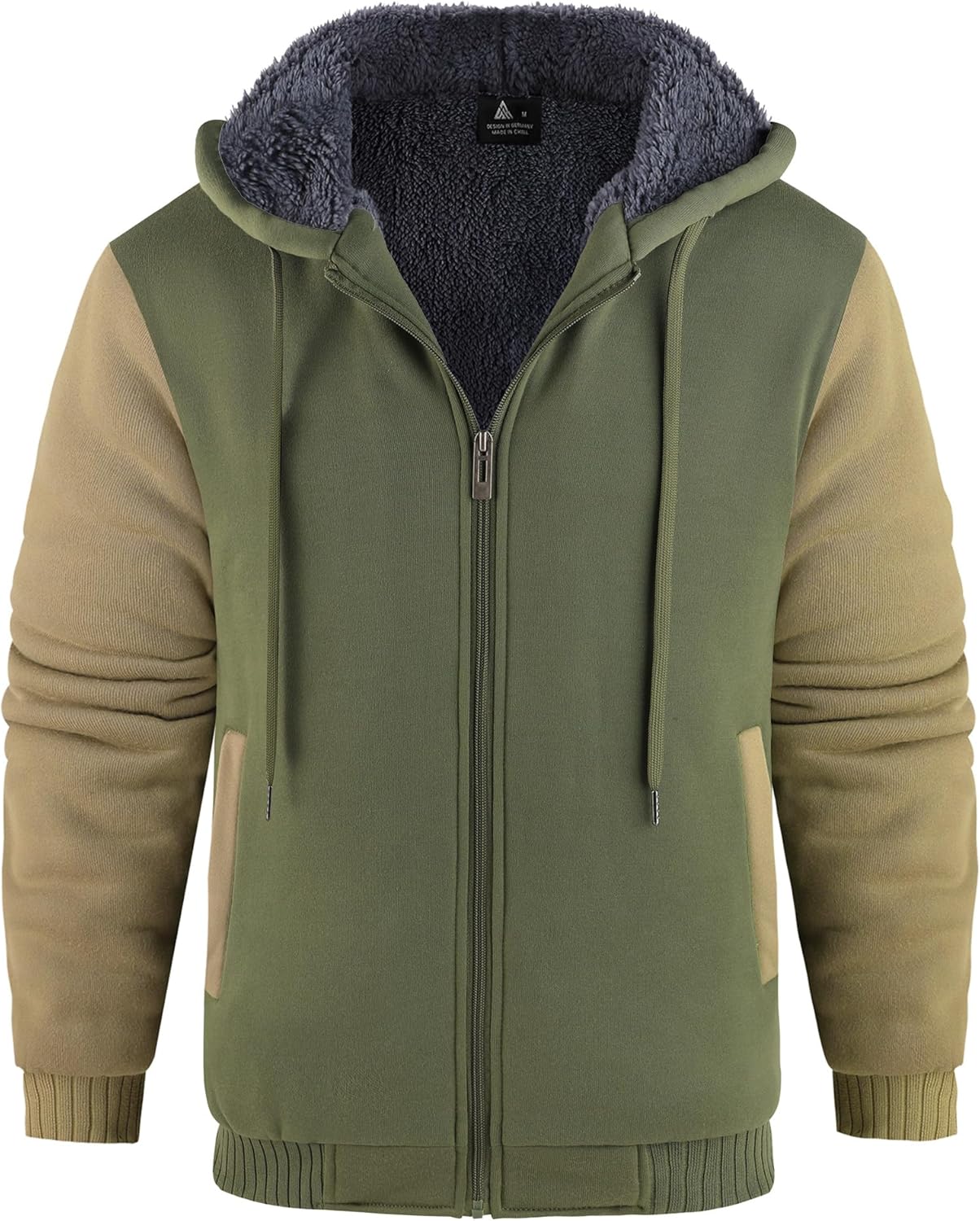 GEEK LIGHTING Mens Fleece-Lined Zip Up Hoodie for Winter Warmth
