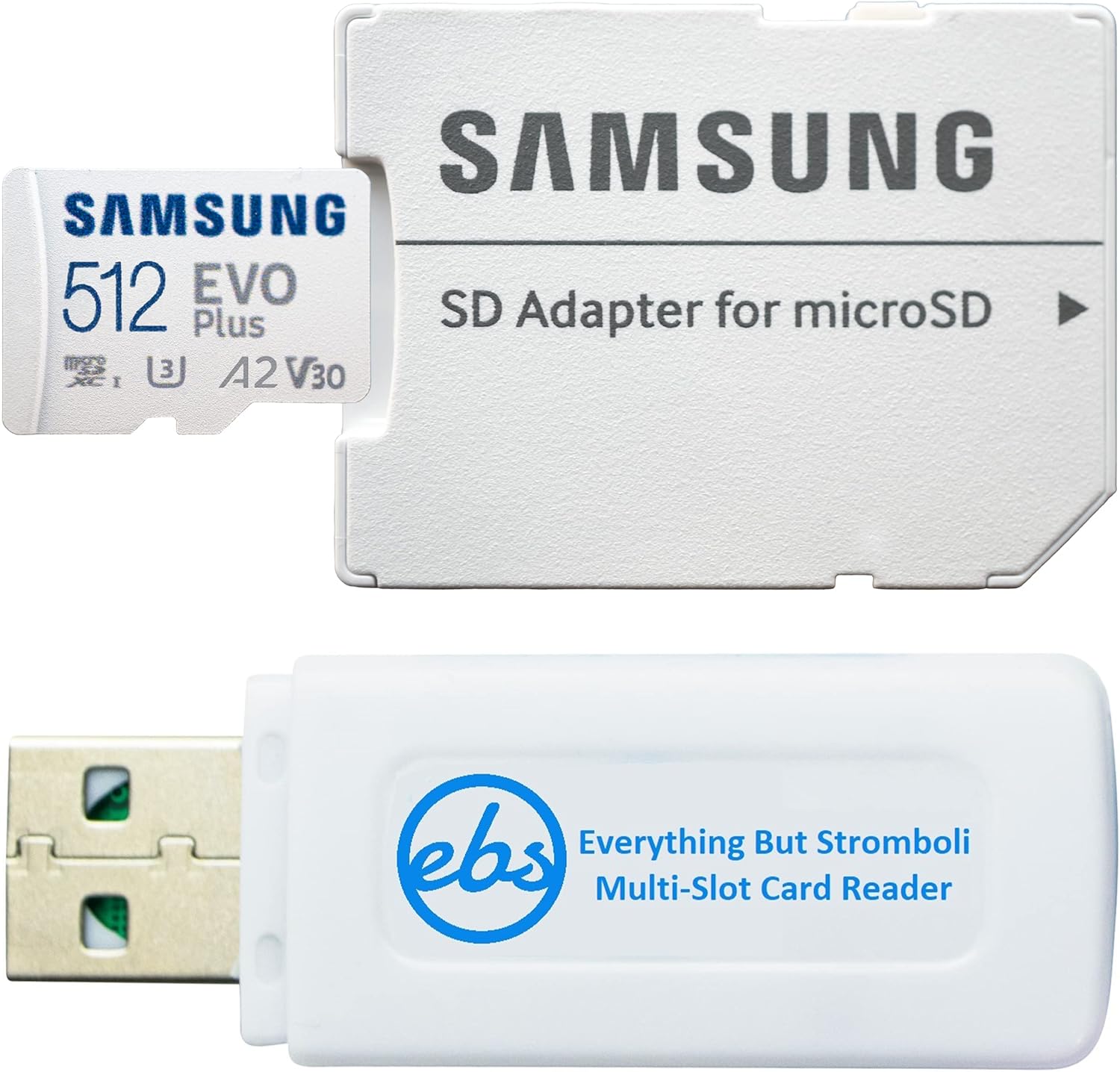 512GB Samsung Evo Plus Micro SD Card Bundle - Works with Galaxy A Phones - Includes Card Reader