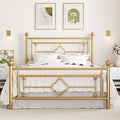 Full Metal Platform Bed Frame with Headboard and Footboard - Gold