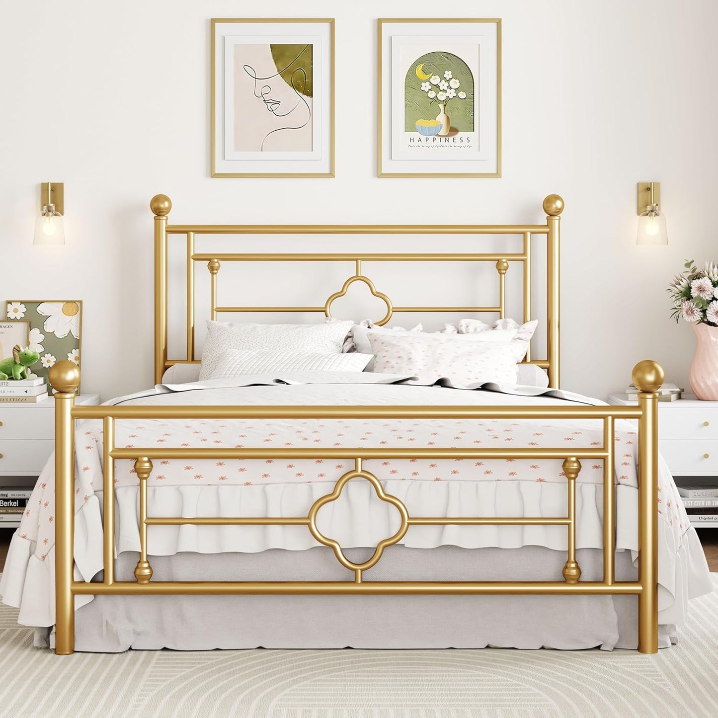 Sturdy 14 Inches Full Size Metal Platform Bed Frame for Storage