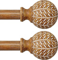 2 Pack Wood Curtain Rods 72 to 144 in - Heavy Duty Adjustable Set