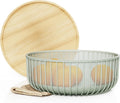 Metal Wire Mesh Fruit Baskets with Wooden Lid - Fly-Proof Indoor Fruit