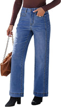 Wide Leg Jeans for Women High Waisted Double Side Seams - Stretchy