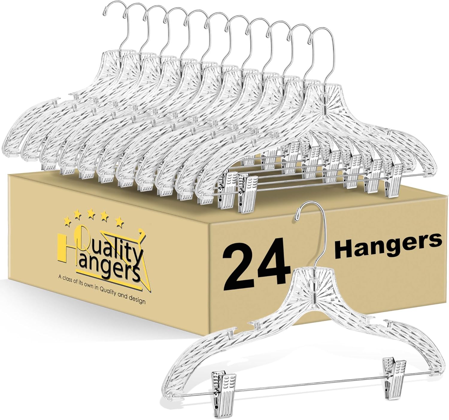 Quality Clear Plastic Skirt Hangers - Durable 24 Pack Set