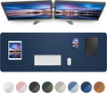 Large Desk Mat 55 in x 17 in PU Leather Desk Pad - Midnight Blue