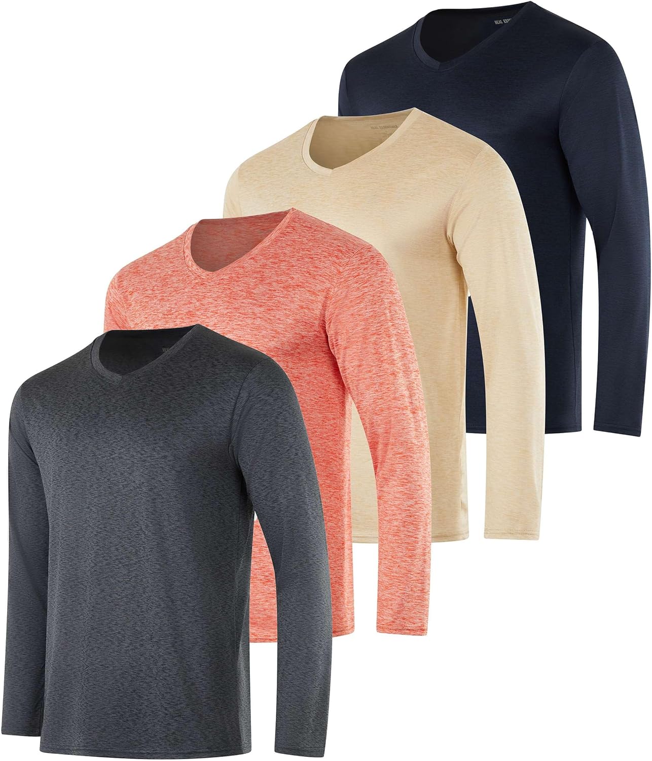 Men's Dry Fit Long Sleeve V-Neck T-Shirts for Outdoor Activities