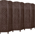 6 ft Room Divider 6 Panel Privacy Screen - Natural Woven Panel