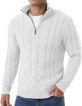 Men's Quarter Zip Cable Knit Mock Neck Pullover - Classic Casual Fit