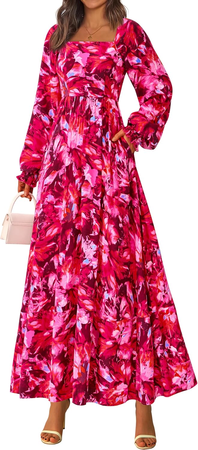 Floral Maxi Dresses for Women 2025 - Elegant Long Sleeve Style