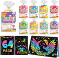 Scratch Art Party Favors for Kids 64 Pack - Bulk Rainbow Notebooks