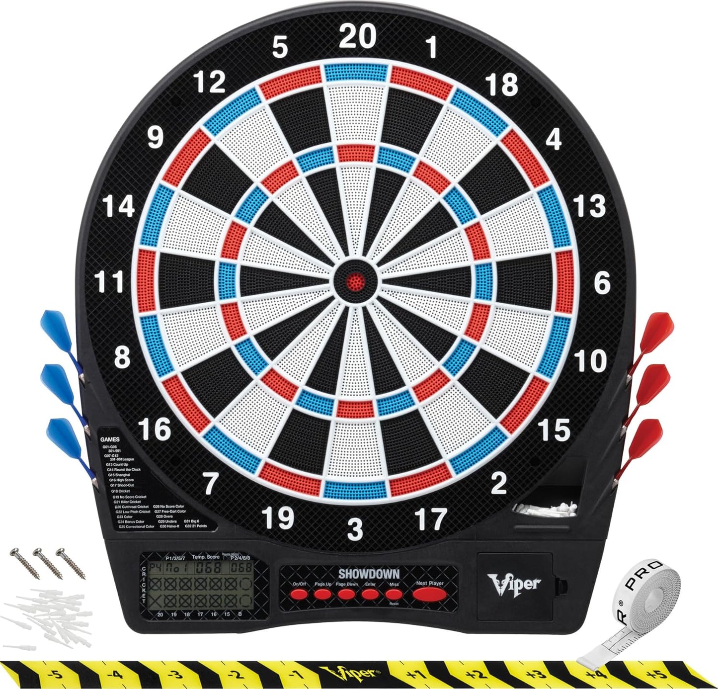 Viper Showdown Electronic Dartboard with 30 Games and LCD Display