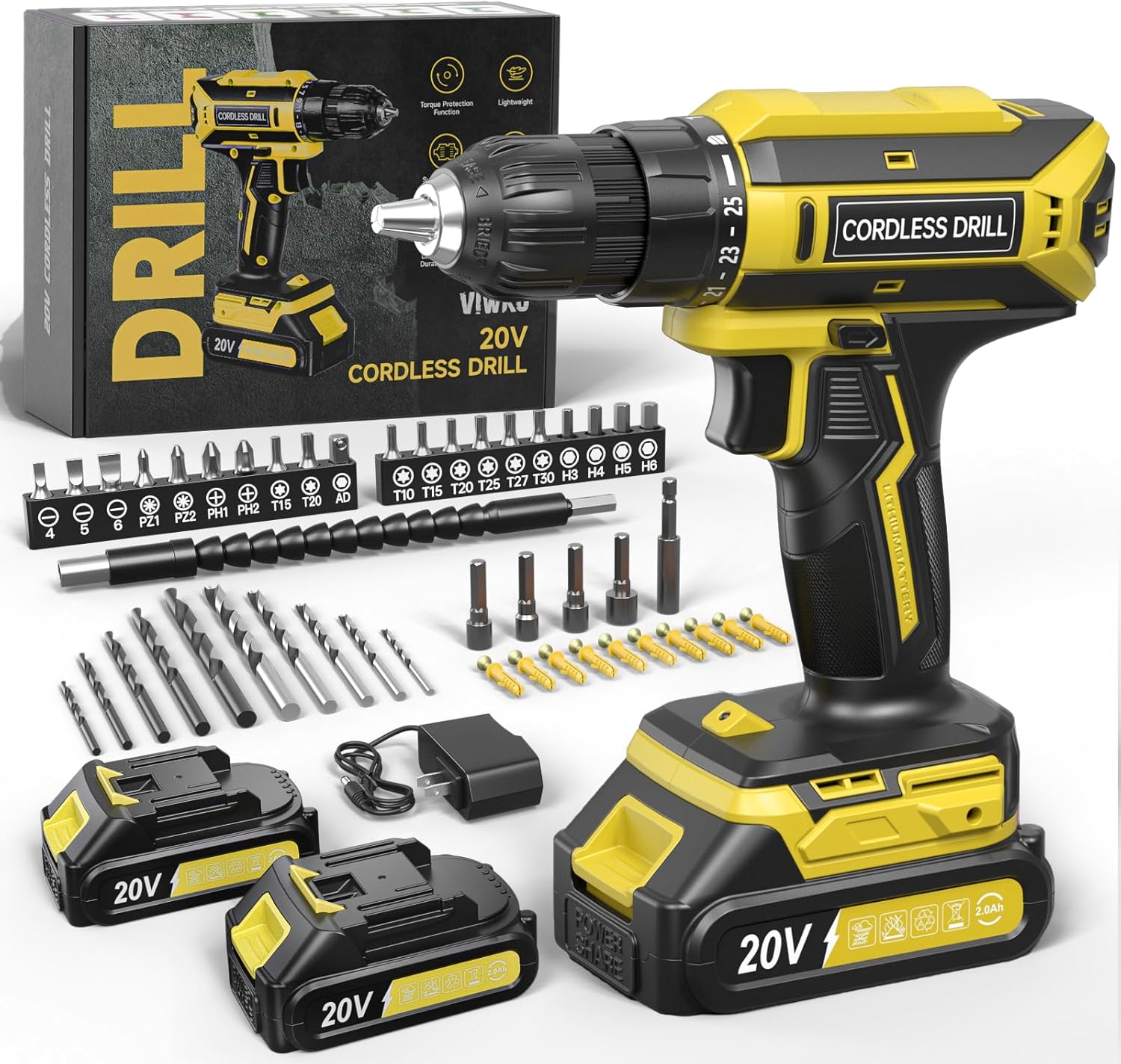 Cordless Drill Set with Dual Power Pack for Home Projects