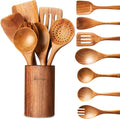 Wooden Spoons for Cooking - 8-Piece Natural Wood Utensil Set