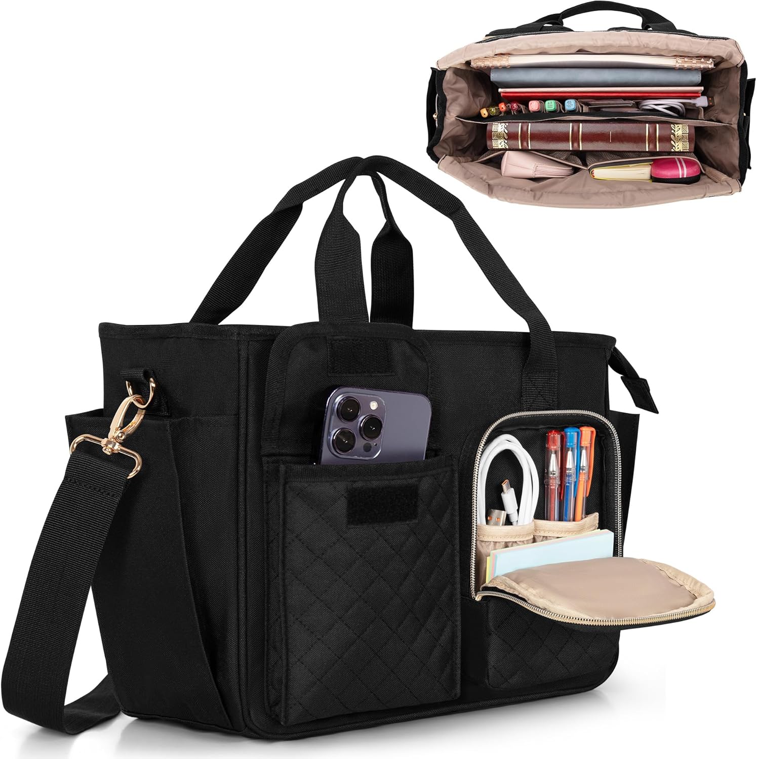 LUXJA Large Bible Bag with Water Bottle Pocket for Women