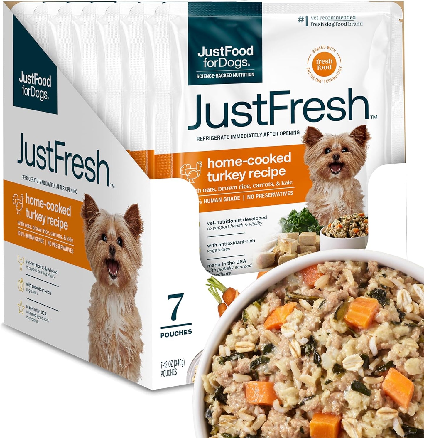 JustFresh Home-Cooked Turkey Dog Food for Healthy Dogs