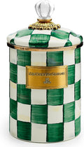 MACKENZIE-CHILDS Medium Enamel Canister, Emerald Check - Stylish