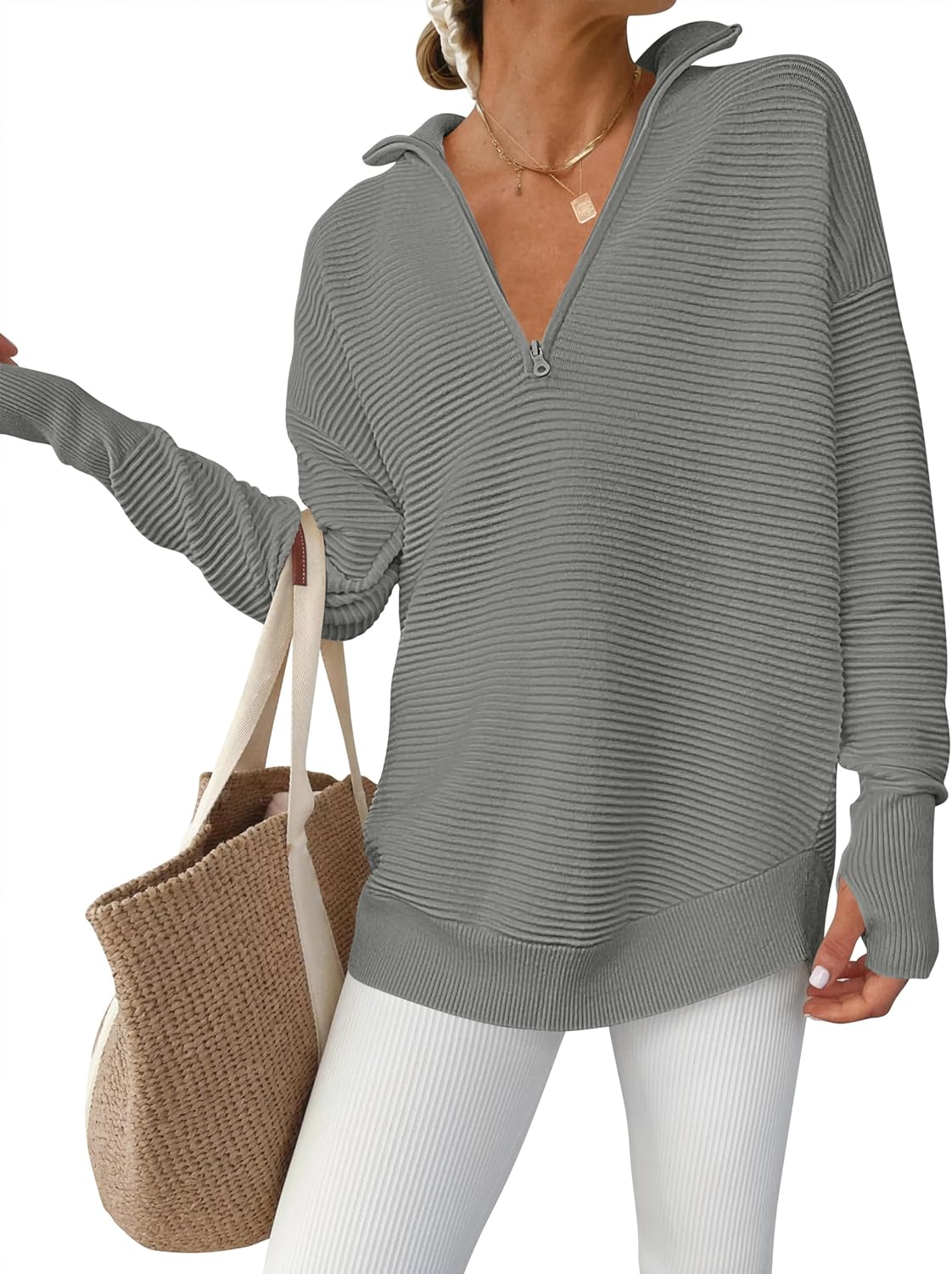 ANRABESS Womens Long Sleeve Quarter Zip Pullover Sweater Review