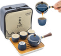 Porcelain Chinese Gongfu Tea Set with 360 Rotation Teapot - Portable