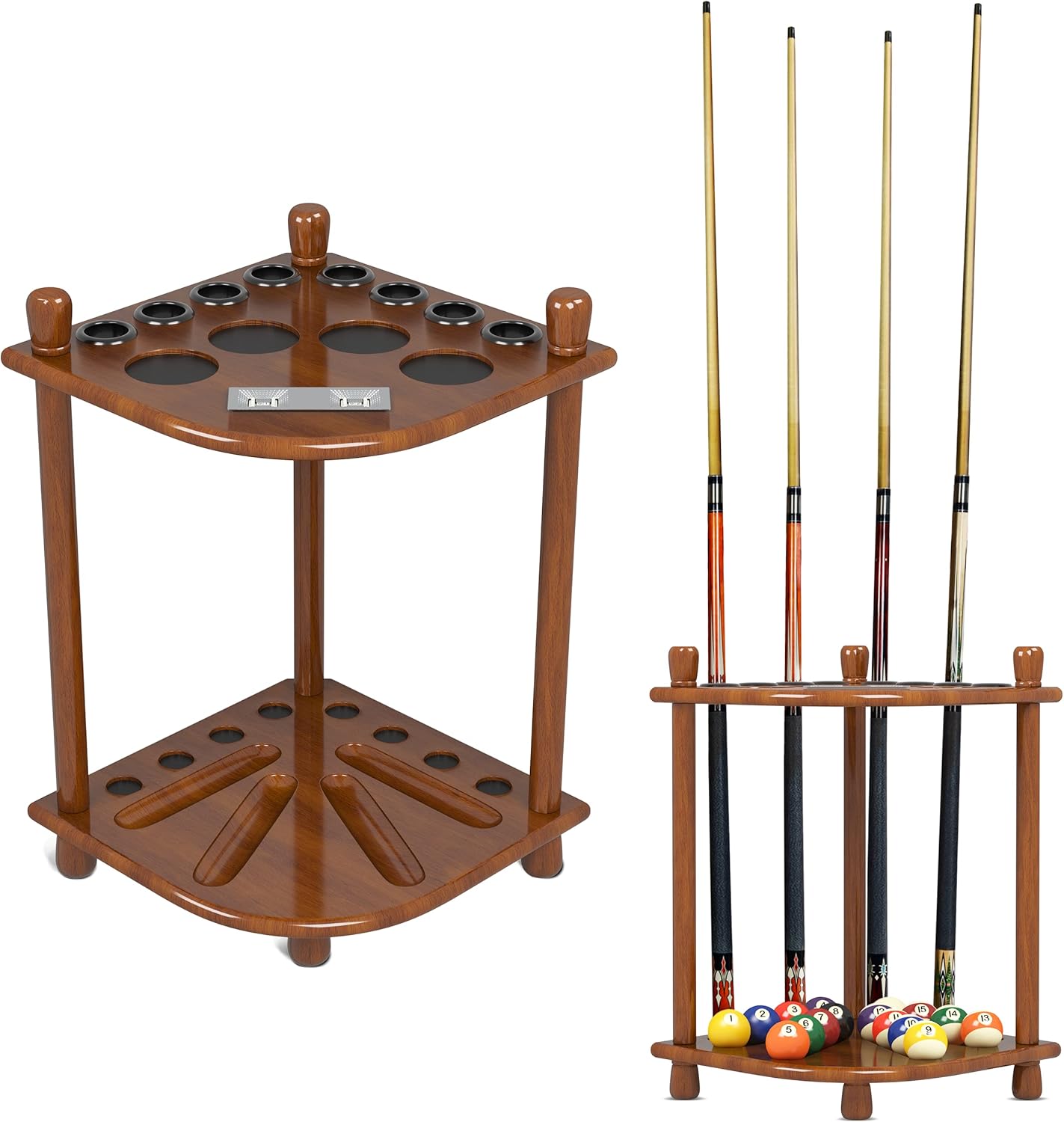 Stylish Billiards Pool Stick Holder with Score Counters and Drink Pads