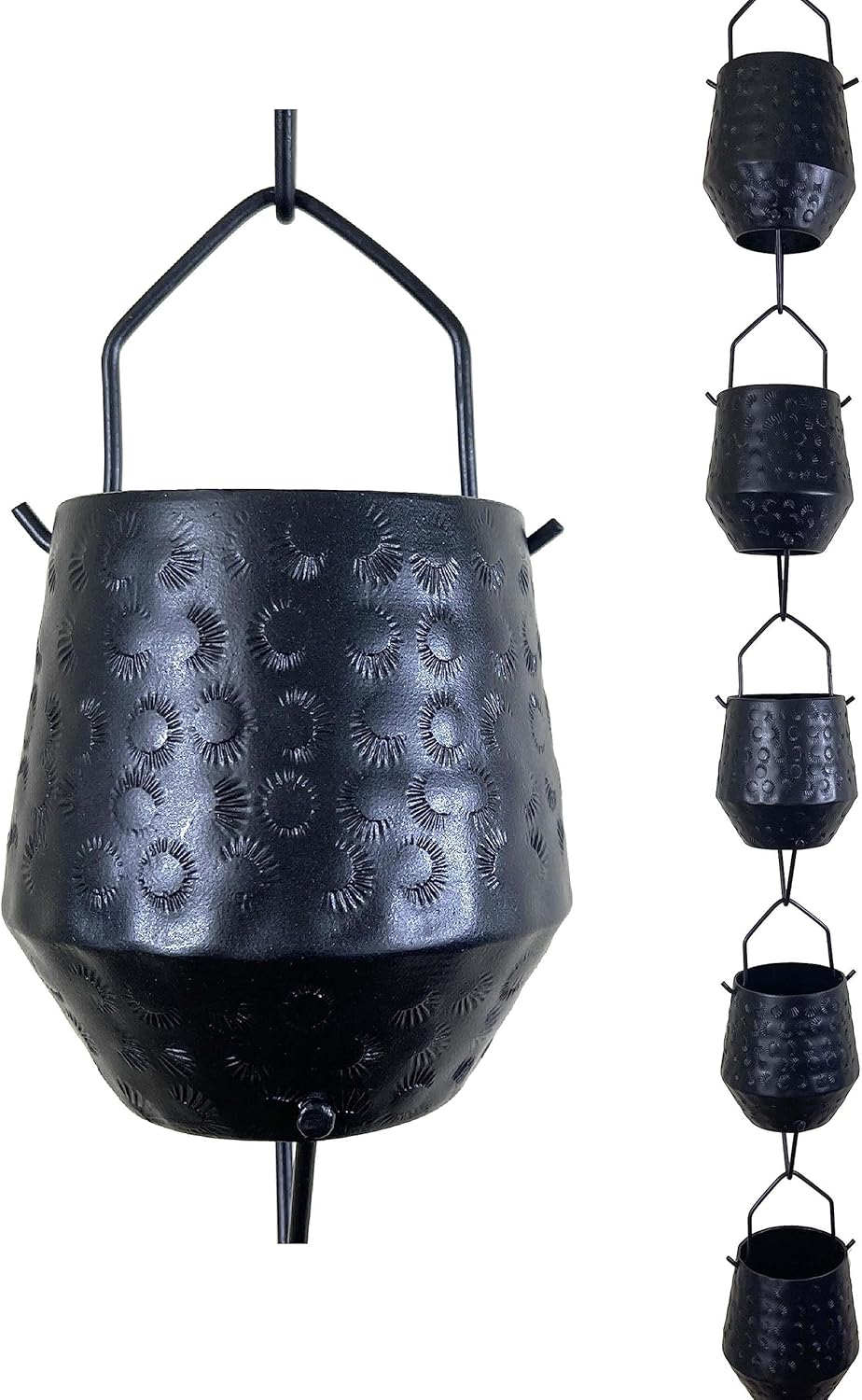8.5 ft Harmony Cups Black Powder Coated Rain Chain System