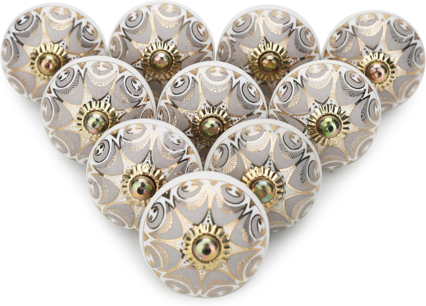 Boho Grey Ceramic Cabinet Knobs for Kitchen and Furniture Decor