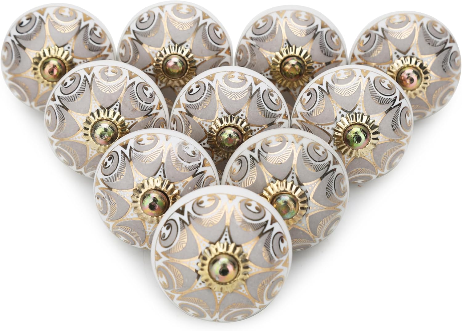Boho Grey Ceramic Cabinet Knobs for Kitchen and Furniture Decor