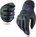 Women Leather Motorcycle Gloves Purple Large - Breathable Touchscreen