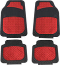 Red Metallic Rubber Car Floor Mats - Universal Fit Full Set