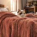 Ultra Soft Flannel Fleece Blanket 90x90 Queen Size Burnt Umber