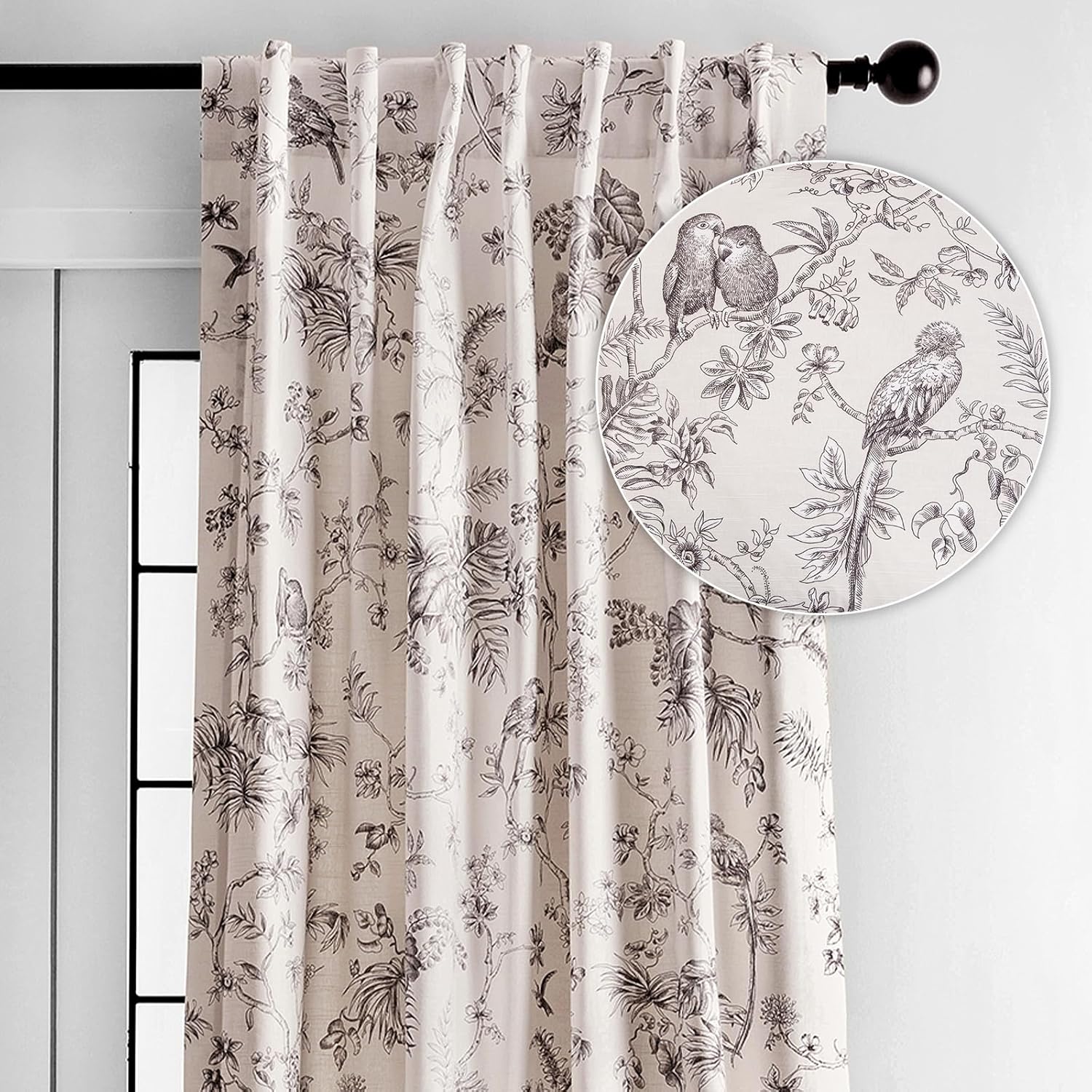 Elegant 100% Cotton Light Filtering Toile Curtains for Home
