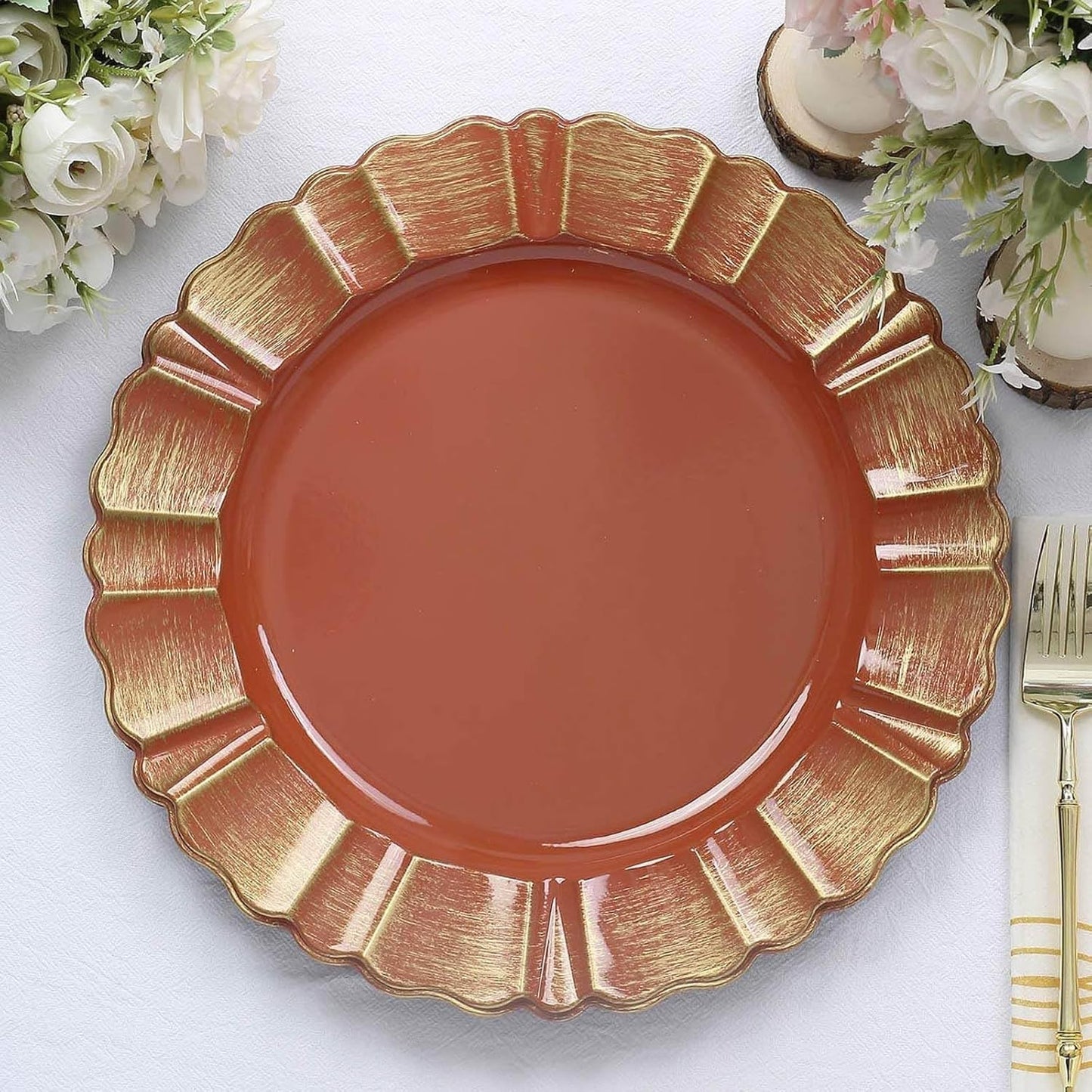 Efavormart 13in Charger Plates - Terracotta Set of 12 for Events